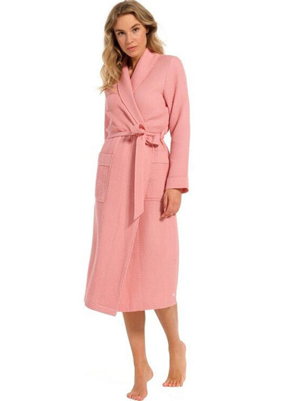 pastunette shawl collar waffle dressing gown pink